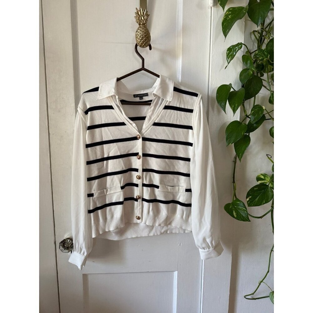 Adrianna Papell women’s size large black-and-white striped sweater